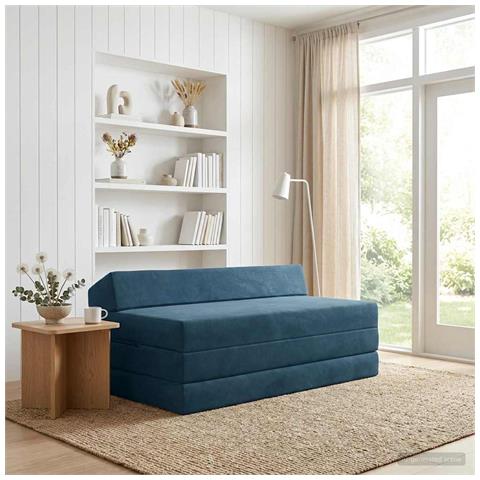 Divano Letto Pieghevole Blu 120 x 60 x 49 cm Tessuto - Foto 2