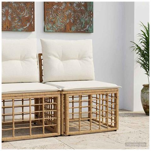 Modulo Divano da Esterno Senza Braccioli Naturale polyrattan - Foto 2