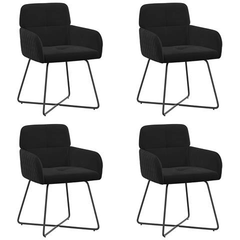 Sedie da pranzo 4 pcs Velluto (V) Nero 59 x 56,5 x 86 cm - Foto 1