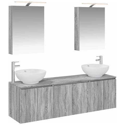 Set di Armadi da Bagno 5 pcs Sonoma grigio Legno ingegnerizzato - Foto 1