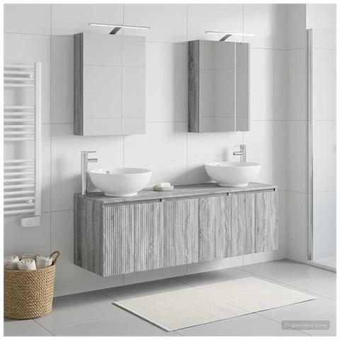 Set di Armadi da Bagno 5 pcs Sonoma grigio Legno ingegnerizzato - Foto 2