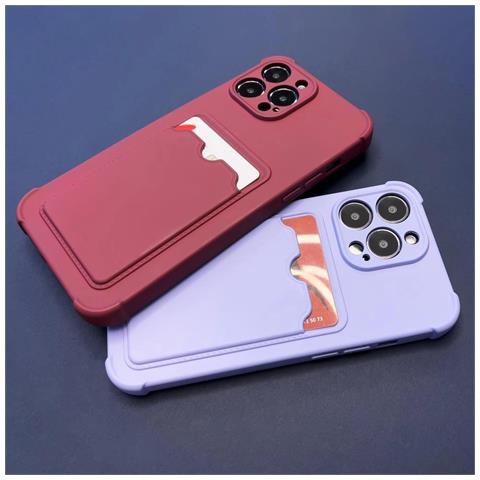 Custodia Armor Per Iphone 13 Mini, Custodia Per Portafoglio Di Carte, Silicone Con Airbag, Custodia Protettiva, Arancione. - Foto 3
