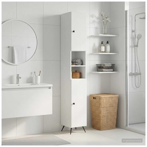 Armadio da Bagno con Ripiano Aperto BREDA Bianco - Foto 2