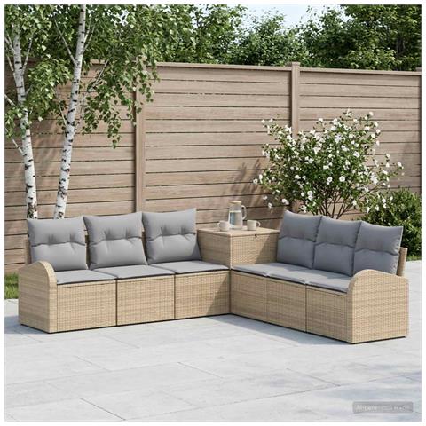 Set di divani 7 pz Beige e Grigio Chiaro - Foto 2