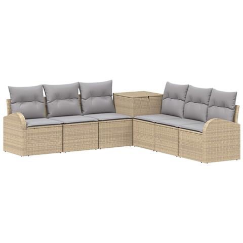 Set di divani 7 pz Beige e Grigio Chiaro - Foto 1