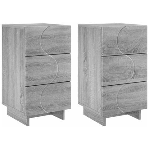 Comodino 2 pz Grigio Sonoma 33,5 x 34,5 x 60 cm Legno composito - Foto 1