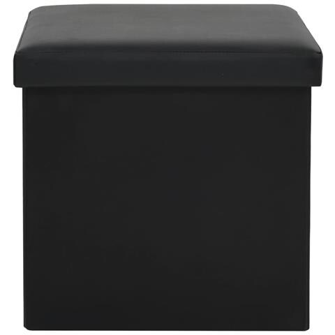 Sgabello Pieghevole In Similpelle 2 Pz 38x38x38 Cm Nero - Foto 2