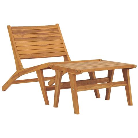 Sedia Da Giardino Con Poggiapiedi In Legno Massello Di Teak - Foto 1