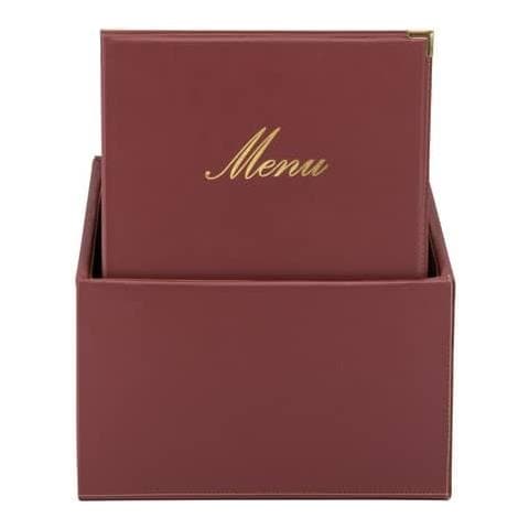 Box Portamenù Con 20 Menù Classic In Similpelle A4 Rosso Bordeaux Mc-box-cra4-wr - Foto 1
