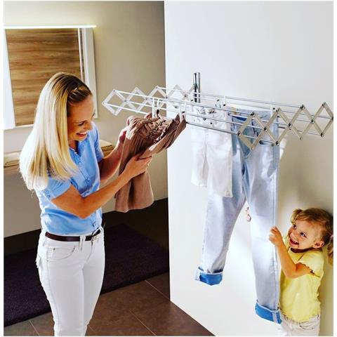 JUWEL Asciugatrice Artweger Ruckzuck100 Stendibiancheria Da Parete Estendibile Larghezza 100 Cm Argento