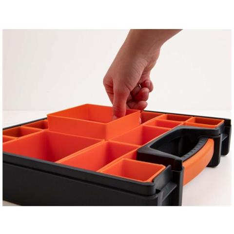 18420 Scatola Di Conservazione Armadietto Portaoggetti Rettangolare Plastica Nero, Arancione - Foto 3