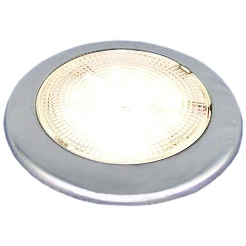 Plafonierain Acciaio Inox A 28 Led. Montaggio A Filo Con Viti Situate Sotto Il Diffusore. Alim. 12v. Consumo 2,26w,illuminazione Equivalente A 15w Standard. Ip66. Luce Bianca Calda (4000-4500k), 110 Lumen. Dim. Mm. 132x10h. - Foto 3