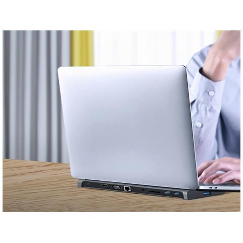 A-CM-COMBO10-01 replicatore di porte e docking station per laptop Cablato USB 3.2 Gen 1 (3.1 Gen 1) Type-C Grigio - Foto 3