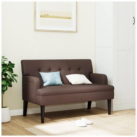 Panca Con Schienale Marrone 112x65,5x75 Cm In Similpelle - Foto 6