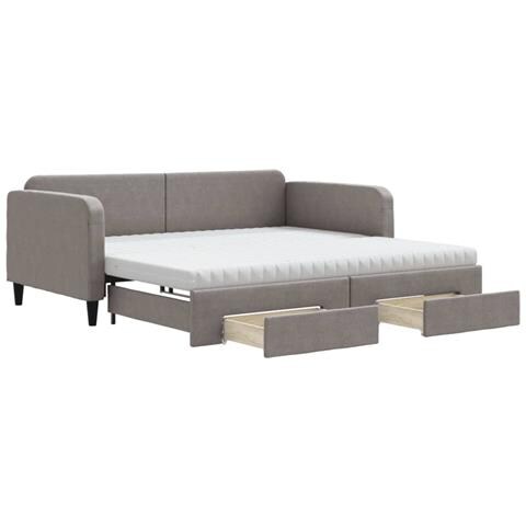 Divano Letto Estraibile Con Cassetti Tortora 100x200 Cm Tessuto - Foto 1