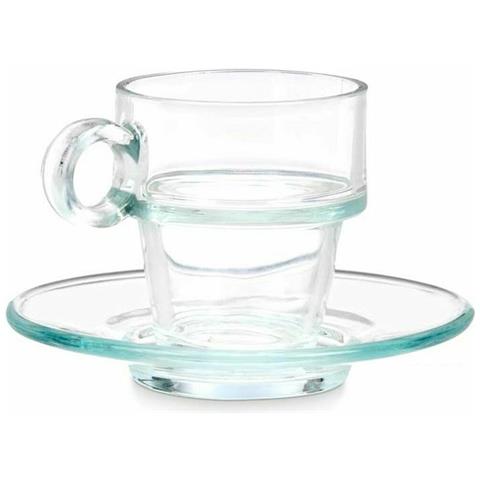 Tazza Con Piatto Trasparente Vetro 90 Ml (6 Unità) - Foto 2