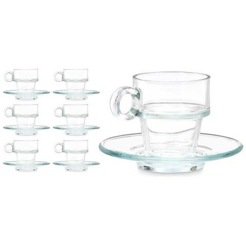 Tazza Con Piatto Trasparente Vetro 90 Ml (6 Unità) - Foto 5
