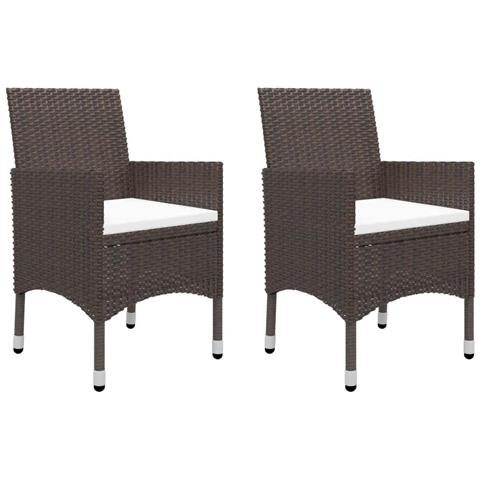 Set Bistrot Giardino 3 Pz Polyrattan E Vetro Temperato Marrone - Foto 3