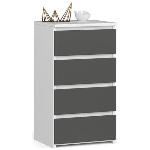 Cassettiera CL4, 4 cassetti, 40x35x74 cm, Colore Bianco e Grigio Grafite - Foto 1