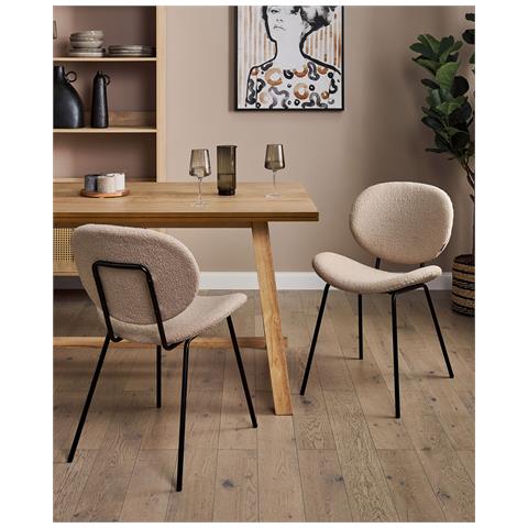 Set Di 2 Sedie Da Pranzo Bouclé Tortora Luana - Foto 1