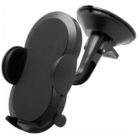 Supporto Auto Smartphone 2 In 1 Regolabile Parabrezza E Ventilazione, Nero - Foto 1