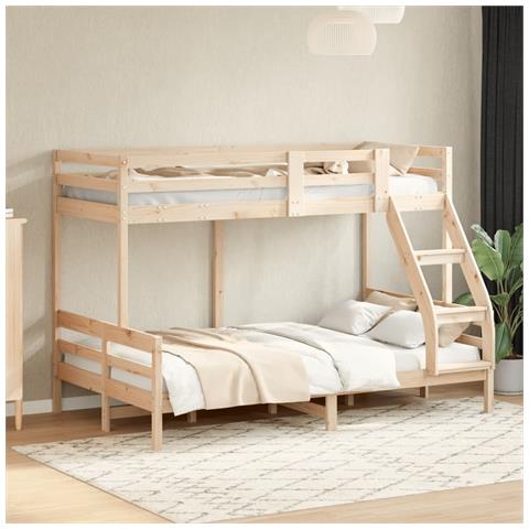 Letto A Castello 90x200/120x200 Cm In Legno Massello Di Pino - Foto 2