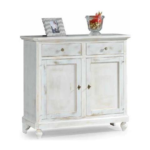 Madia Credenza 2 Porte Legno Shabby Chic Bianco Consumato 112 X49x98 - Foto 1