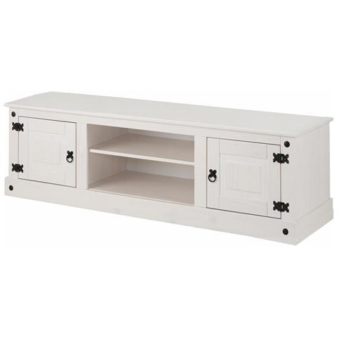 Mexico Credenza Bassa Con 2 Ante E 2 Vani A Giorno In Pino Bianco - Foto 1