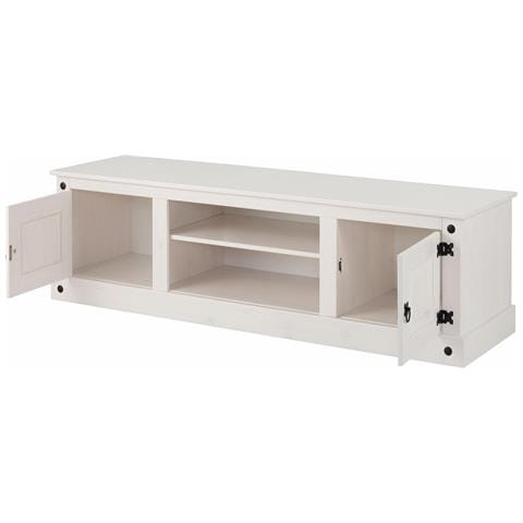 Mexico Credenza Bassa Con 2 Ante E 2 Vani A Giorno In Pino Bianco - Foto 2