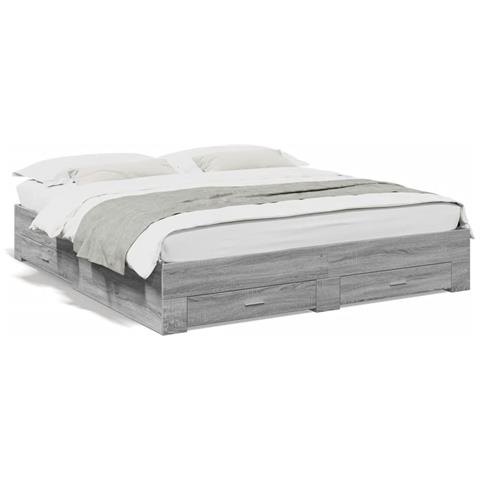 Giroletto Cassetti Grigio Sonoma 180x200 Cm Legno Multistrato - Foto 2