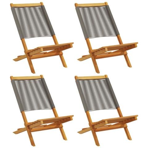 Sedie da Giardino Pieghevoli 4pz Grigie Legno Massello Acacia - Foto 1