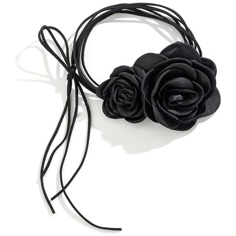 Collana Con Girocollo Rosa, Collana Con Colletto Rosa In Velluto Da Donna Black - Foto 1