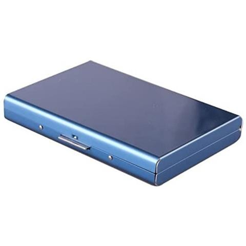 Porta Carte In Metallo Con Blocco Rfid, Portafoglio Sottile A Fisarmonica In Acciaio Inossidabile Blue - Foto 2