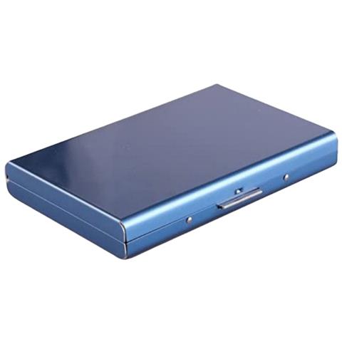 Porta Carte In Metallo Con Blocco Rfid, Portafoglio Sottile A Fisarmonica In Acciaio Inossidabile Blue - Foto 1