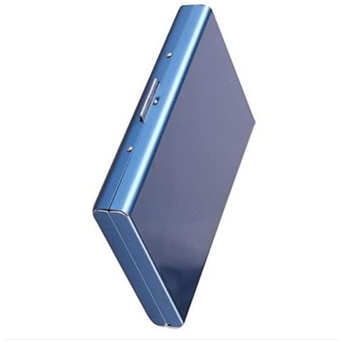 Porta Carte In Metallo Con Blocco Rfid, Portafoglio Sottile A Fisarmonica In Acciaio Inossidabile Blue - Foto 3