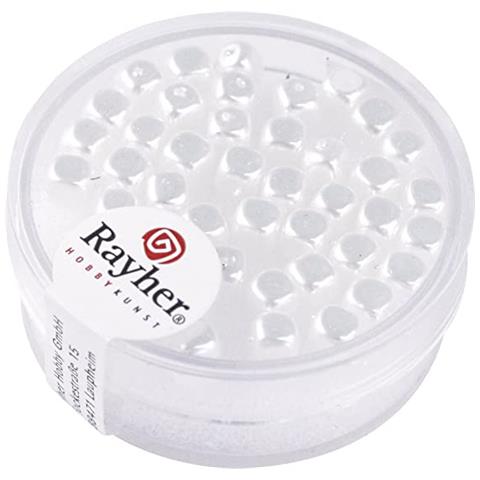 Rayher - 40 Pezzi - Perle In Vetro A Dado 4,5x5mm - Colore Bianco - Foto 1