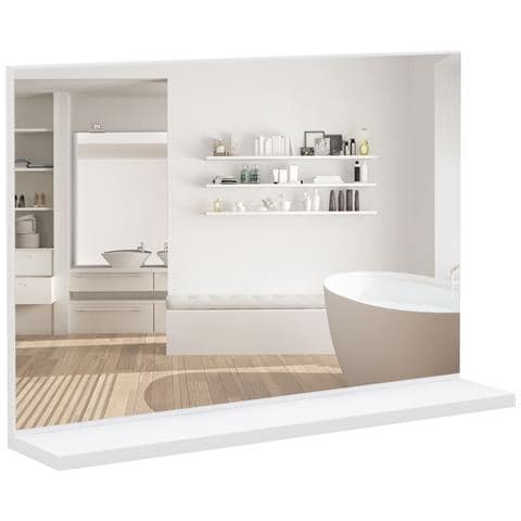 Specchio Bagno da Parete con Mensola Design Moderno e Multiuso, 60x12x40 cm, Bianco - Foto 1