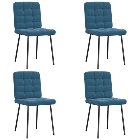 Sedie Da Pranzo 4 Pz Blu In Velluto - Foto 1
