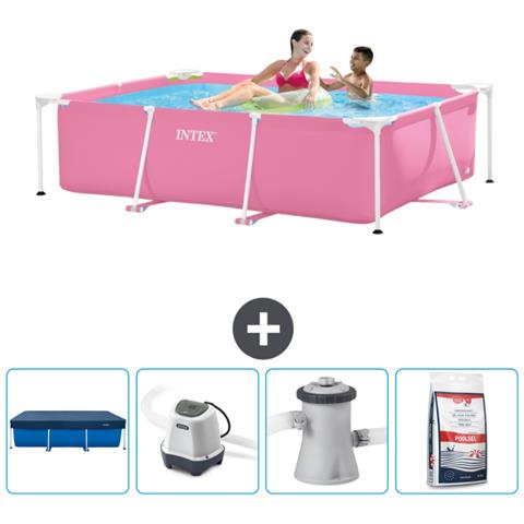 Piscina Fuori Terra - Rettangolo - 220x150x60 Cm - Rosa - Include Accessori Coordinati Cb53 - Foto 1