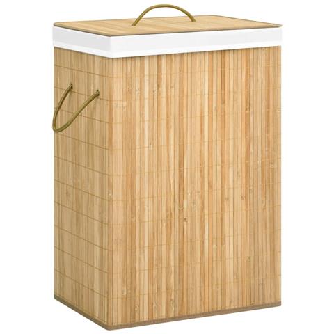 Lusso Casadino -  Cesto Portabiancheria In Bambù A 2 Sezioni 72 L - Foto 2
