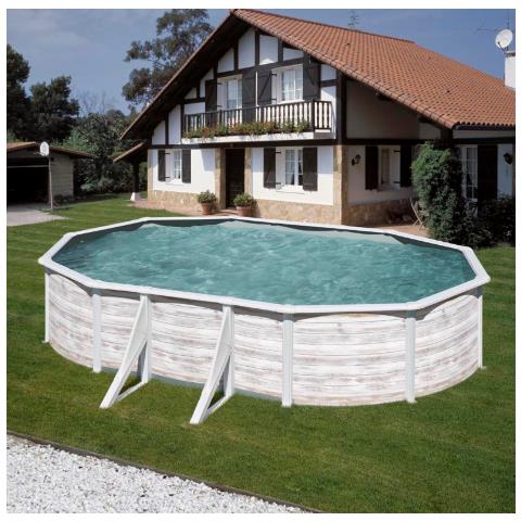 Piscina In Acciaio Con Decorazione Nordica Finlandia 610 X 375 X 120 Cm Ovale - Foto 1
