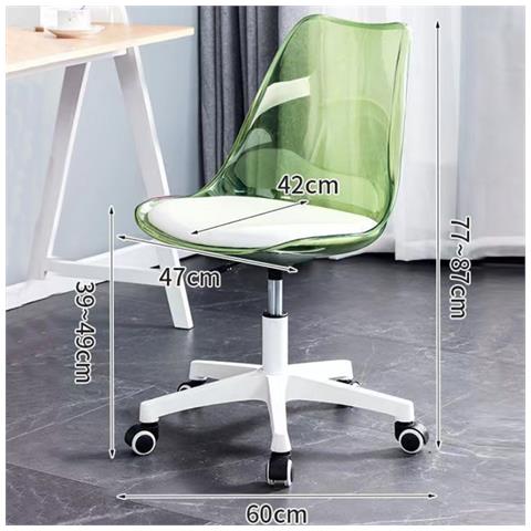 Sedia Da Scrivania Con Ruote E Schienale Trasparente Verde Poltrona Da Ufficio - Foto 2