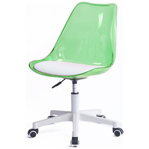 Sedia Da Scrivania Con Ruote E Schienale Trasparente Verde Poltrona Da Ufficio - Foto 3