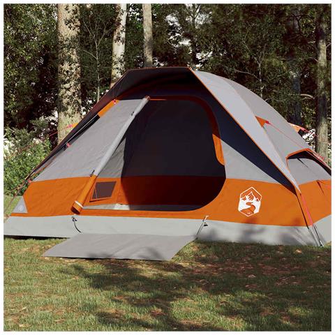 Tenda da Campeggio a Cupola 4 Persone Grigio e Arancione - Foto 1