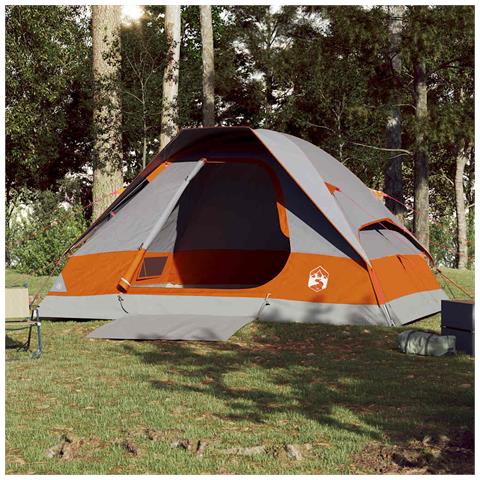 Tenda da Campeggio a Cupola 4 Persone Grigio e Arancione - Foto 2