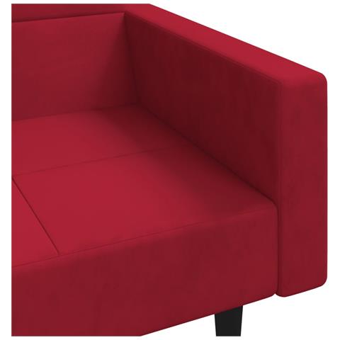 Divano Letto a 2 Posti con 2 Cuscini Rosso Vino in Velluto - Foto 9