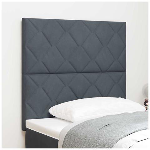 Testiera Design Blocchi di Diamante Grigio Scuro 100 cm Velluto, Testiera Design Blocchi di Diamante Grigio Scuro 200 cm Velluto - Foto 2