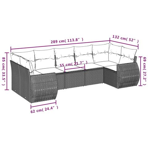 Set Divani da Giardino 7pz con Cuscini Grigio Chiaro Polyrattan - Foto 3