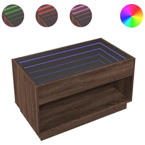 Tavolino da Salotto con LED Infinity Rovere Marrone 90x50x50 cm - Foto 1
