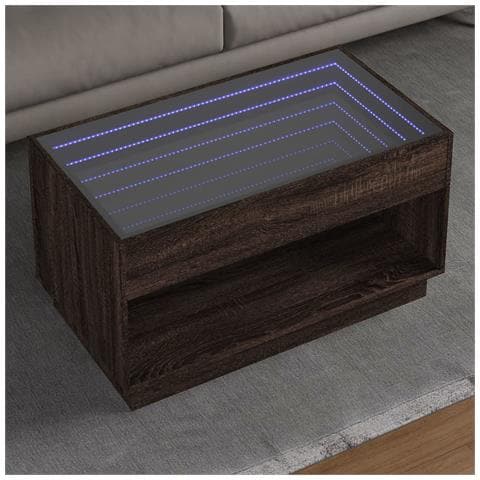 Tavolino da Salotto con LED Infinity Rovere Marrone 90x50x50 cm - Foto 2